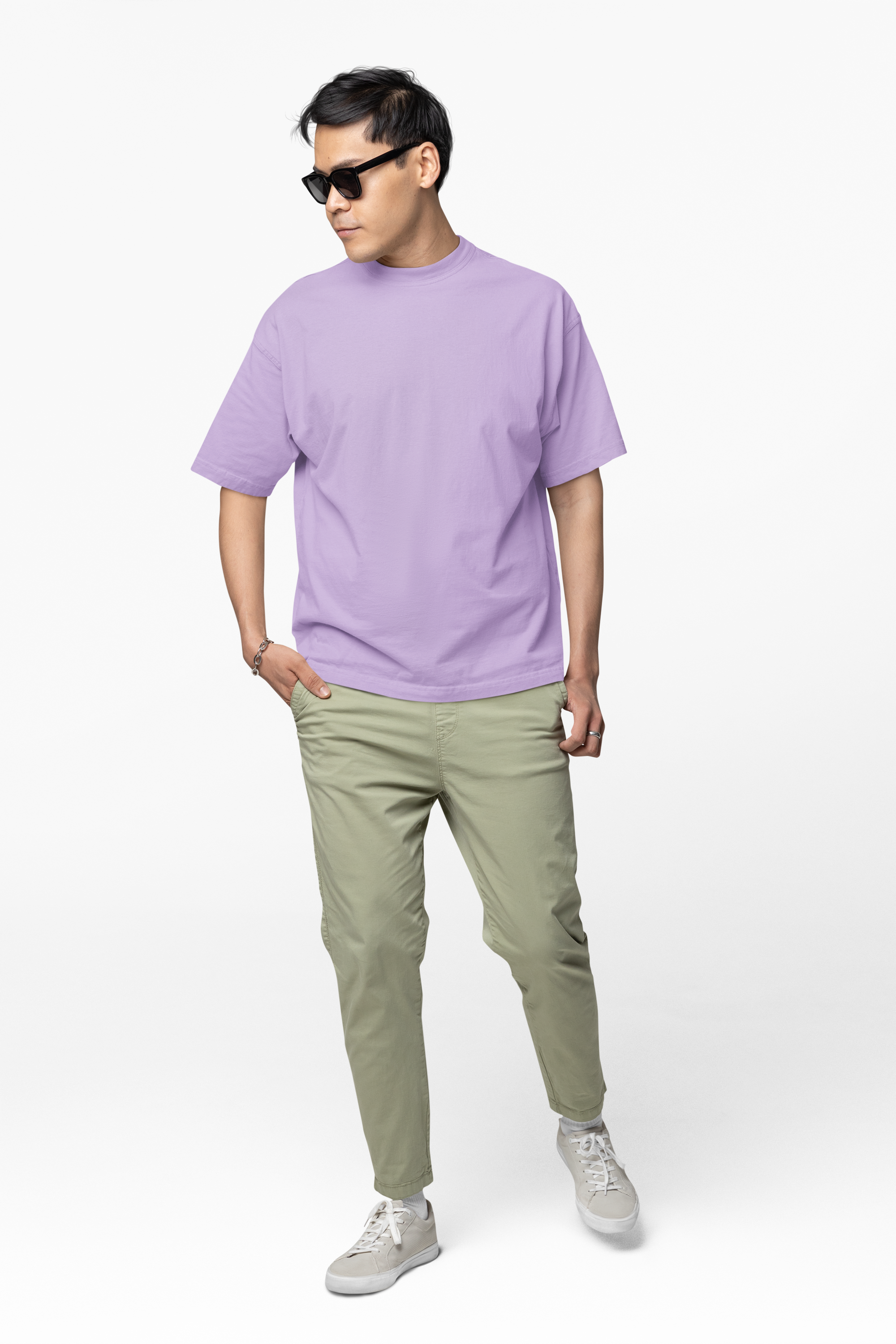 Chicemporia Oversized Unisex Beige T-Shirt | Premium Cotton Drop Shoulder Tee