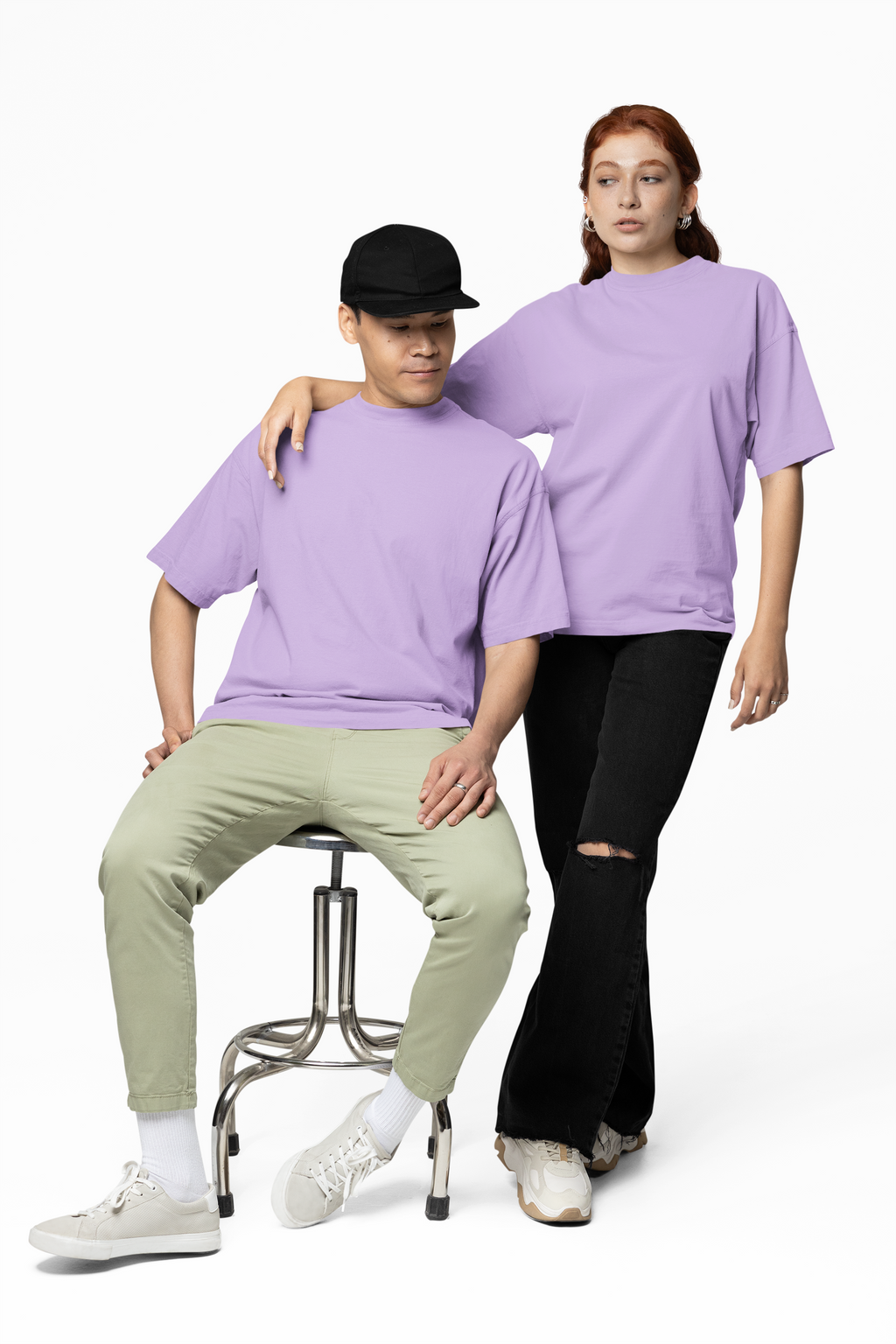 Chicemporia Oversized Unisex Beige T-Shirt | Premium Cotton Drop Shoulder Tee