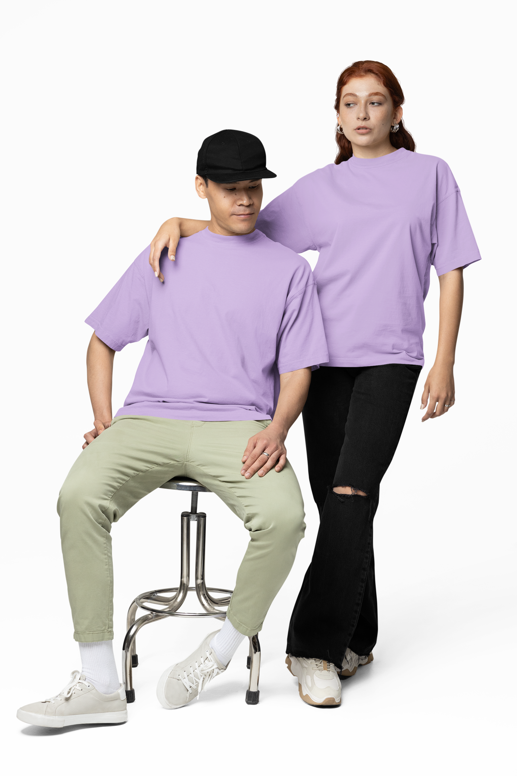 Chicemporia Oversized Unisex Beige T-Shirt | Premium Cotton Drop Shoulder Tee